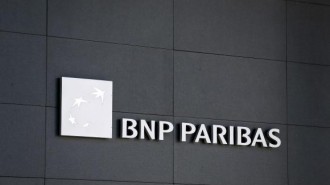 BNP Paribas is pictured on the building of the bank in Geneva