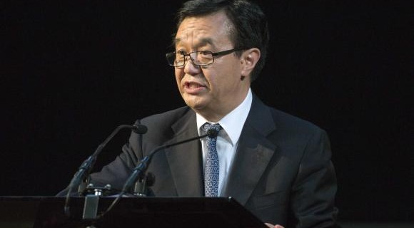 China's Minister of Commerce Gao Hucheng delivers a speech at a China-Britain Business Council dinner in London