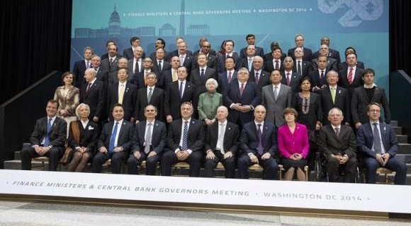 G20 - Finance Ministers and central bankers pose for the family portrait during the IMF/World Bank 2014 Spring Meeting in Washington
