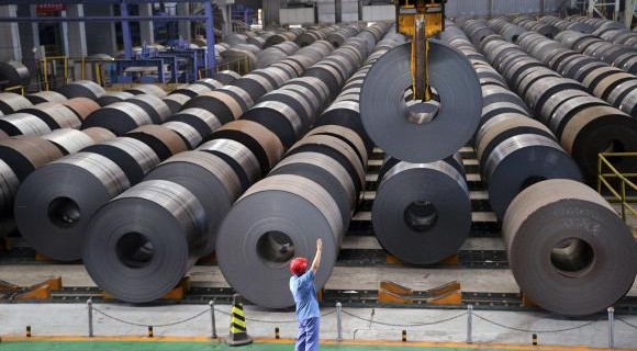 steel sheet, at a factory in Handan, Hebei
