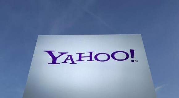 Yahoo logo is pictured in front of a building in Rolle