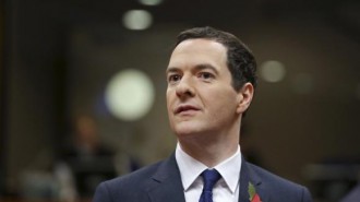 Britain's Chancellor of the Exchequer Osborne attends an EU ministers meeting in Brussels