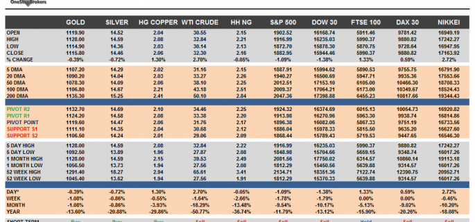 Commodities and Indices Cheat Sheet January 28
