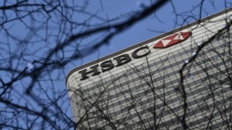 The HSBC headquarters is seen in the Canary Wharf financial district in east London