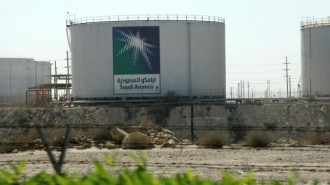 Oil tanks seen at the Saudi Aramco headquarters during a media tour at Damam city