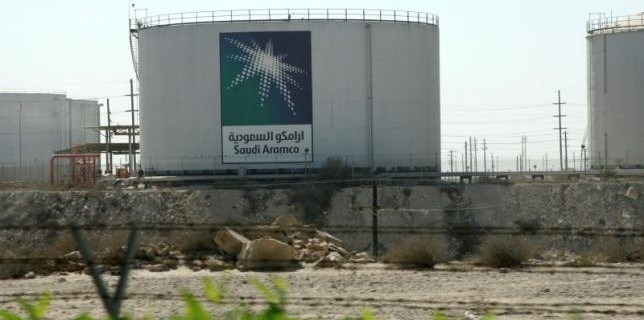 Oil tanks seen at the Saudi Aramco headquarters during a media tour at Damam city