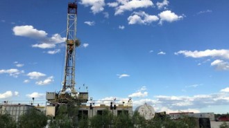 The Elevation Resources drilling rig is shown at the Permian Basin drilling site in Andrews County Texas