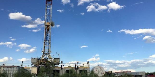 The Elevation Resources drilling rig is shown at the Permian Basin drilling site in Andrews County Texas