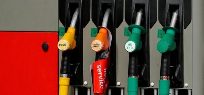 View of gasoline pumps at a petrol station in Paris