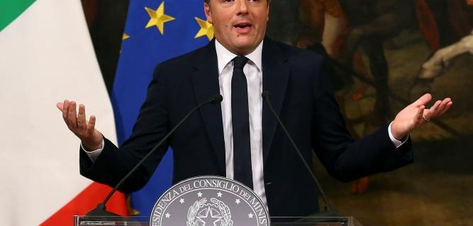 Italian Prime Minister Matteo Renzi speaks during a media conference after a referendum on constitutional reform at Chigi palace in Rome
