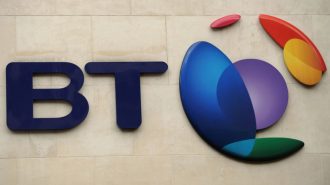 The British Telecom logo is pictured in