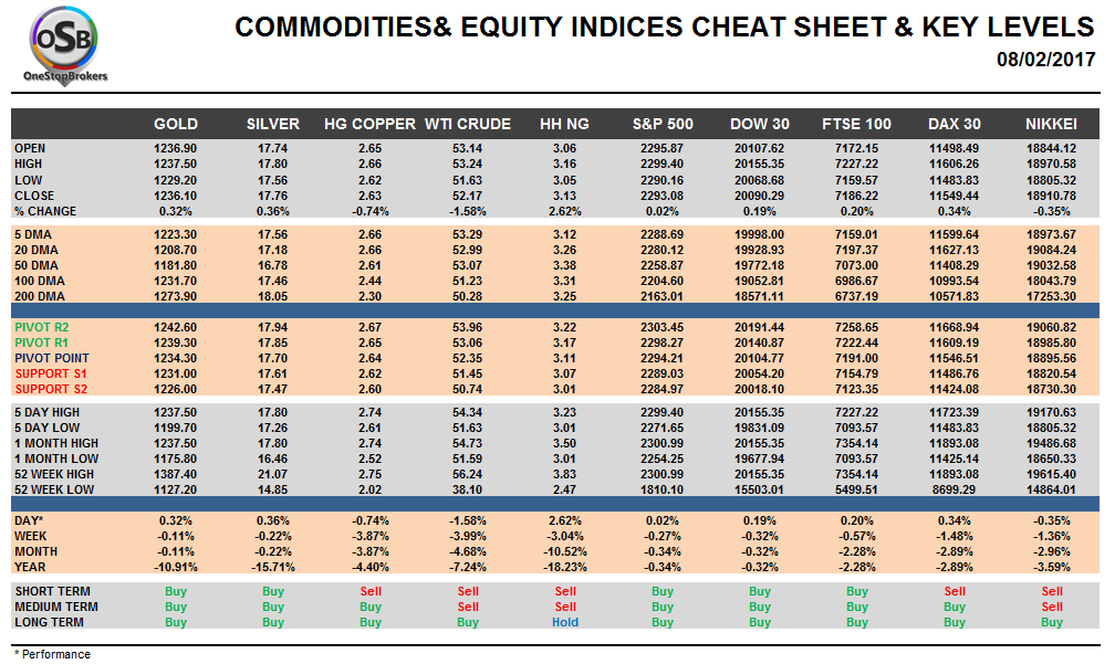 Commodities and Indices Cheat Sheet Feb 08