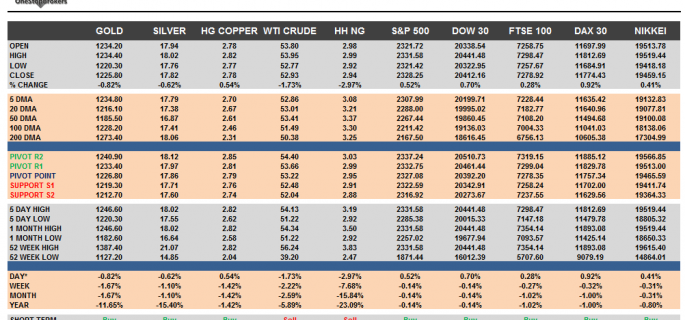Commodities and Indices Cheat Sheet Feb 14