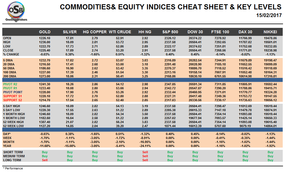 Commodities and Indices Cheat Sheet Feb 15