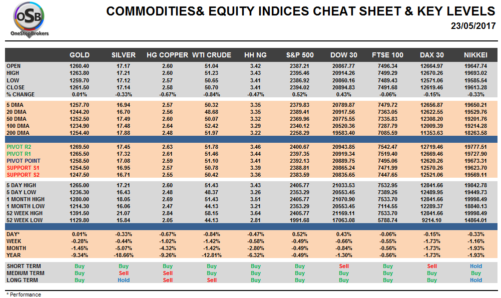 Commodities and Indices Cheat Sheet May 23